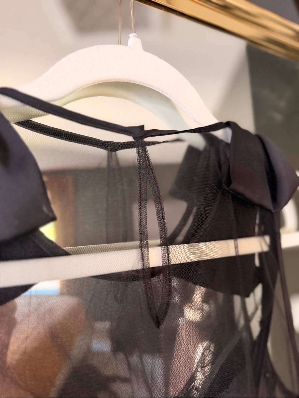 Rodarte Black Tulle & Lace Slip Dress with Bow Straps - Picture 7 of 9